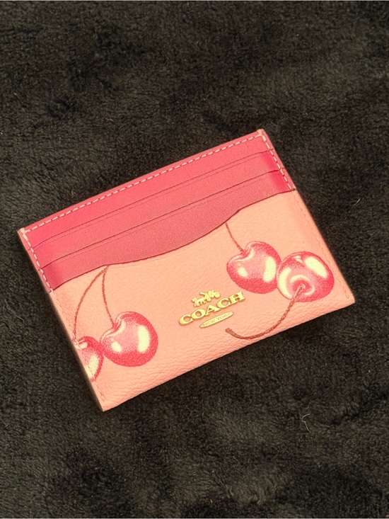Coach Handbags - Coach Cherry Print Polished Pebble Leather ID Card Case Wallet